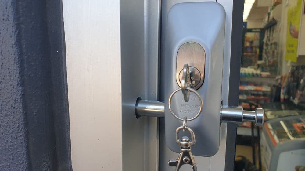 Strong Lockable Bolt Installation on Shop Front